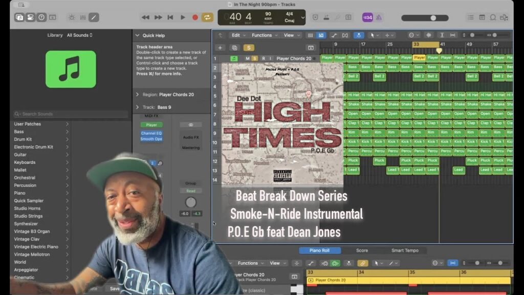 Beat breakdown Detroit Artist P.O.E. Gb Smoke-N-Ride) in Logic Pro using the Player VST
